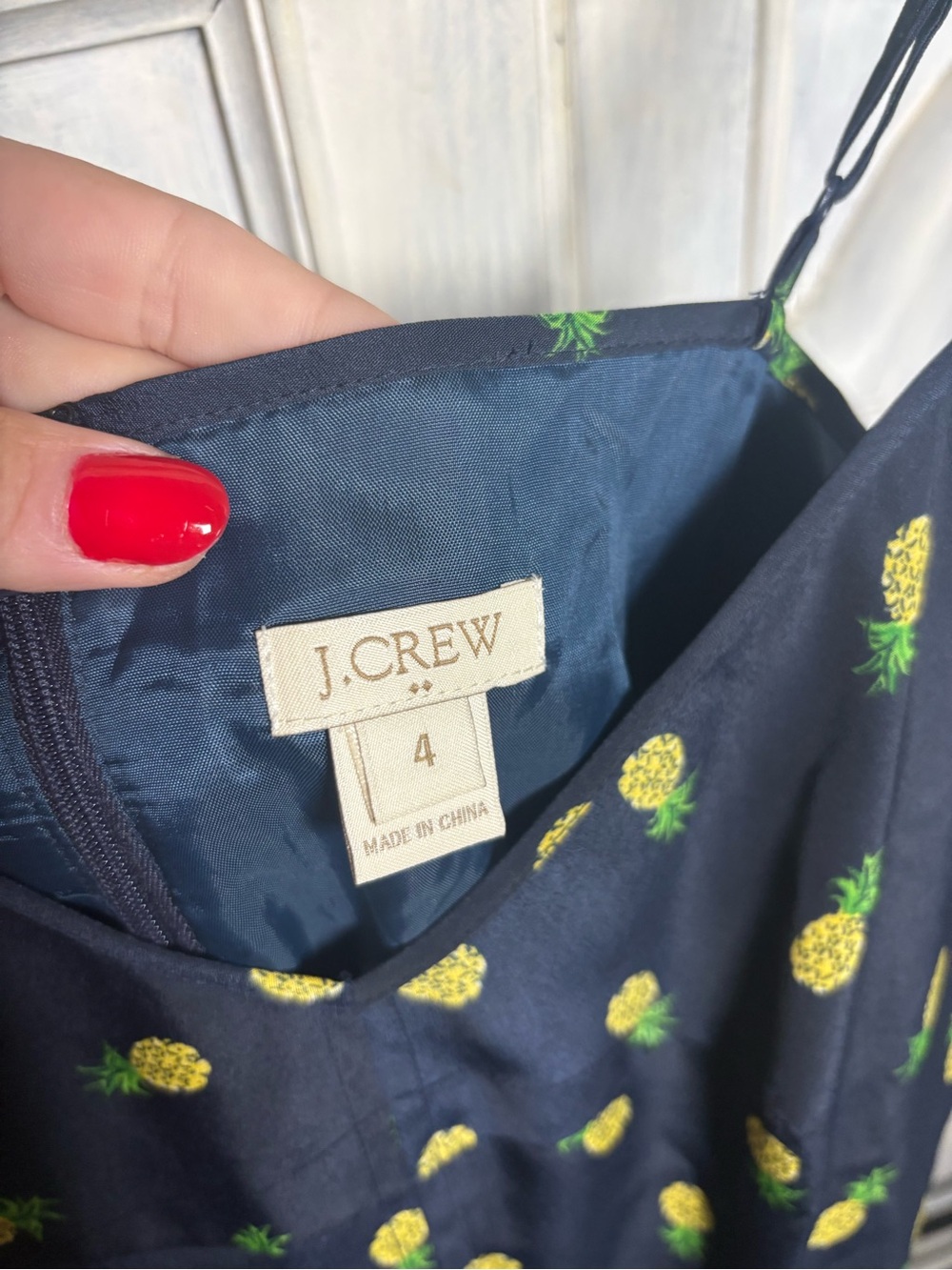 J.Crew Navy Pineapple Print Sundress Preppy Whimsical Romantic Tropical Twee - Picture 6 of 8